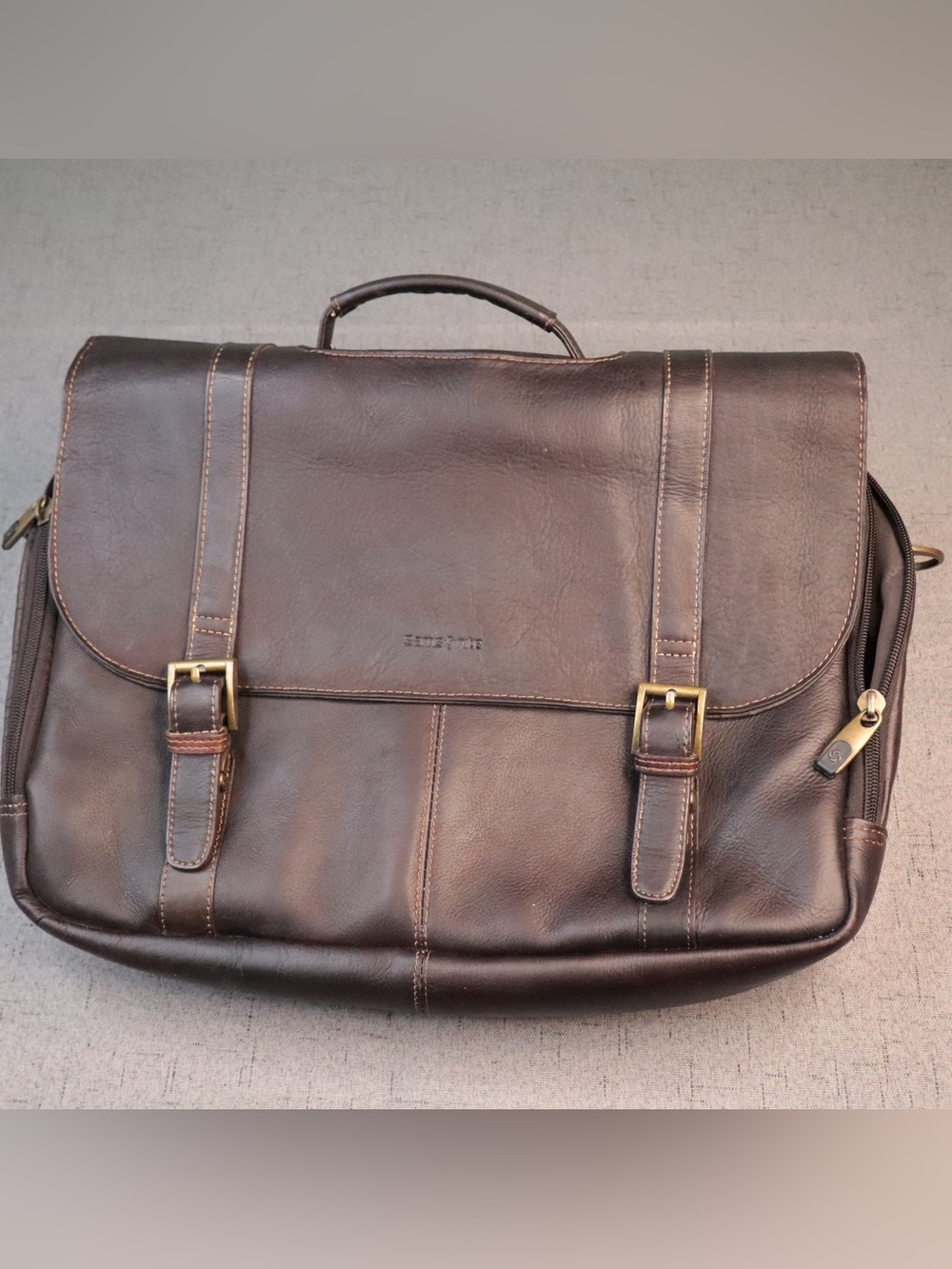 Samsonite Genuine Leather Messenger Bag Briefcase Laptop Case Satchel Brown⁠